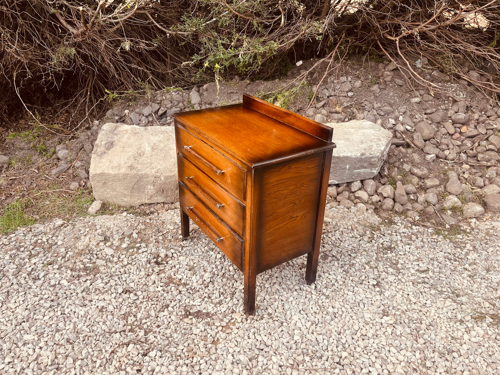 Mid Century Teak Bedside Table with Three Drawers
