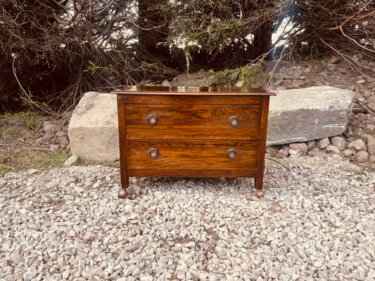 Vintage Oak Bedside Table with Two Drawers