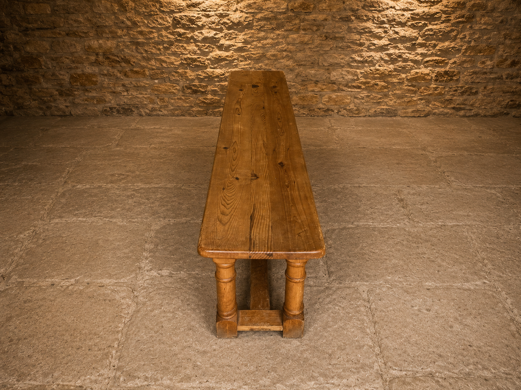 Antique Victorian Farmhouse Pine Bench | English Country Dining & Hall Bench | c.1890–1910