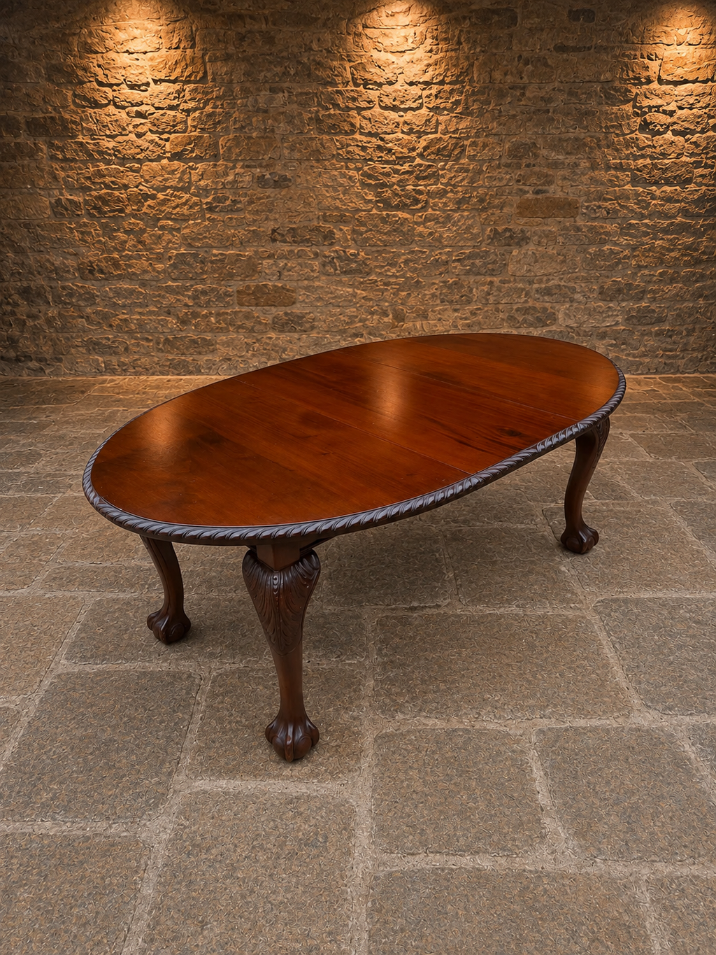Antique Edwardian Chippendale Revival Mahogany Extending Dining Table