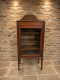 Antique Edwardian Inlaid Mahogany Display Cabinet | Sheraton Revival Glazed Bookcase | English Curio Cabinet | Circa 1905–1915