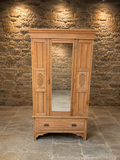 Antique Pine Mirrored Wardrobe – Late Victorian / Edwardian, Circa 1900