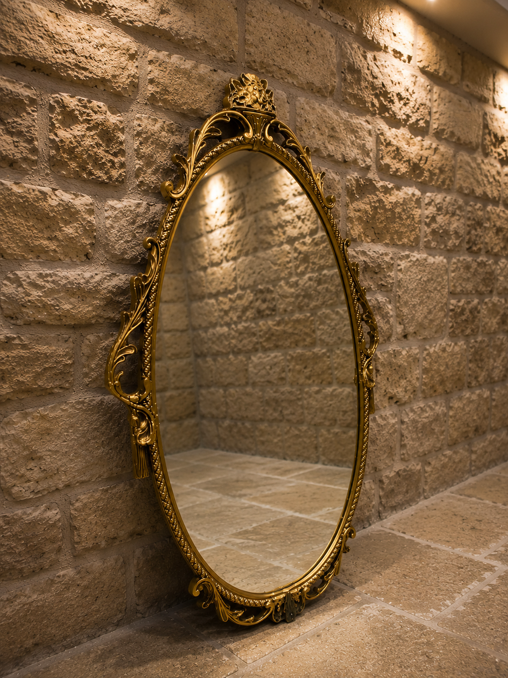Large Ornate Gilt Rococo Revival Oval Wall Mirror – Victorian Style French Louis XV Decorative Gold Mirror