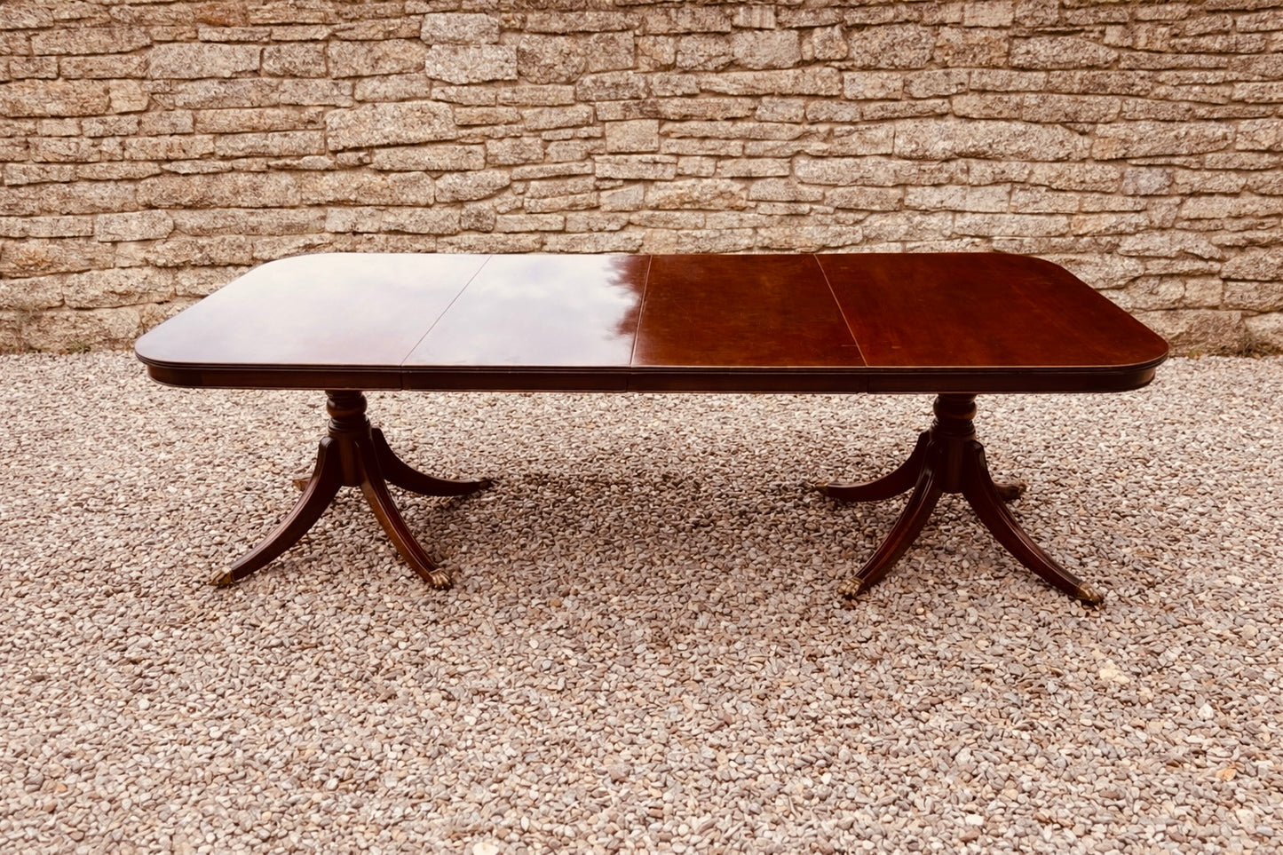 Georgian Style Twin Pedestal Extending Dining Table, Mahogany, Seats 8–12, Regency Revival (1940s–1950s)