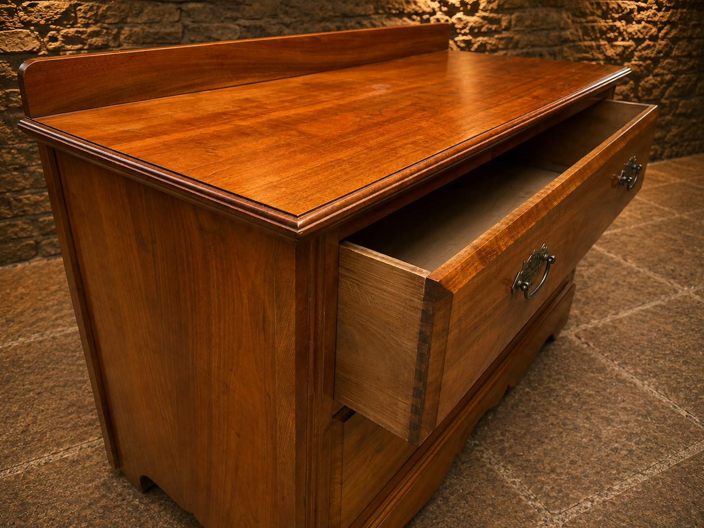 Vintage Solid Wood Two Drawer Chest – Traditional Country House Storage