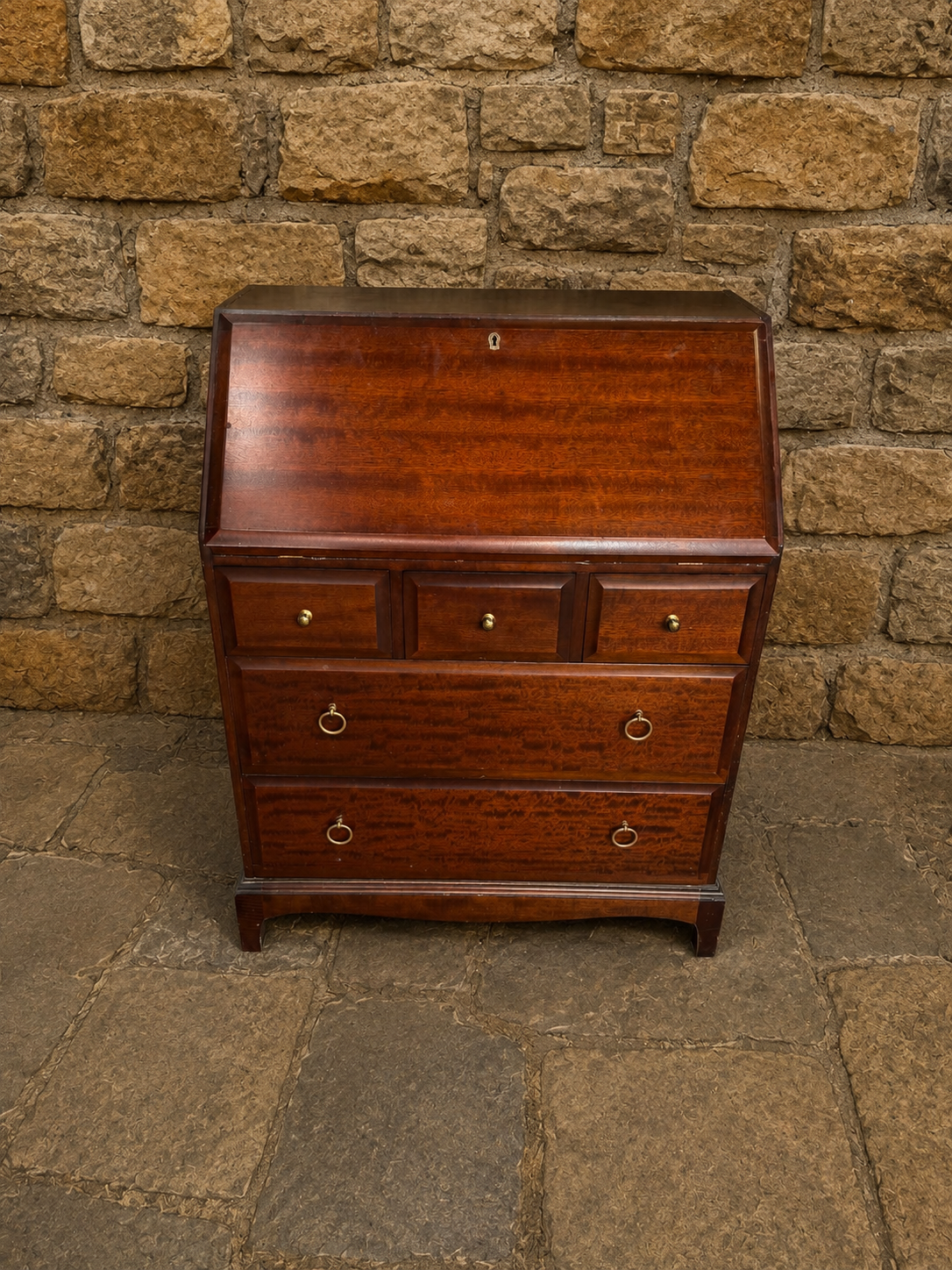 Vintage Georgian Style Mahogany Bureau Writing Desk