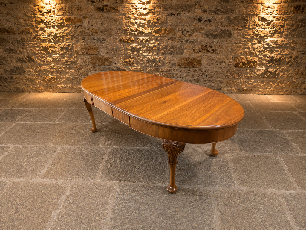 Large Georgian Style Yew Extending Dining Table | Oval Dining Table | Seats 6–8