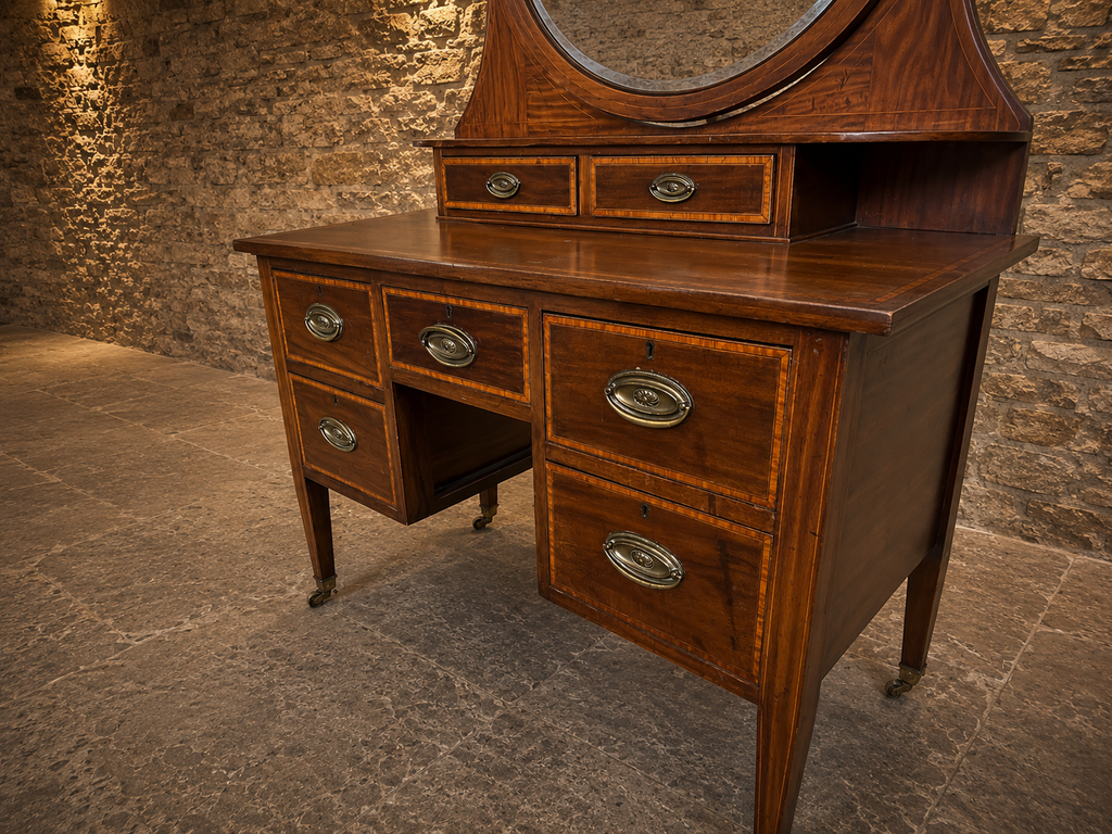 Antique Edwardian Mahogany Dressing Table with Original Swing Mirror c.1910