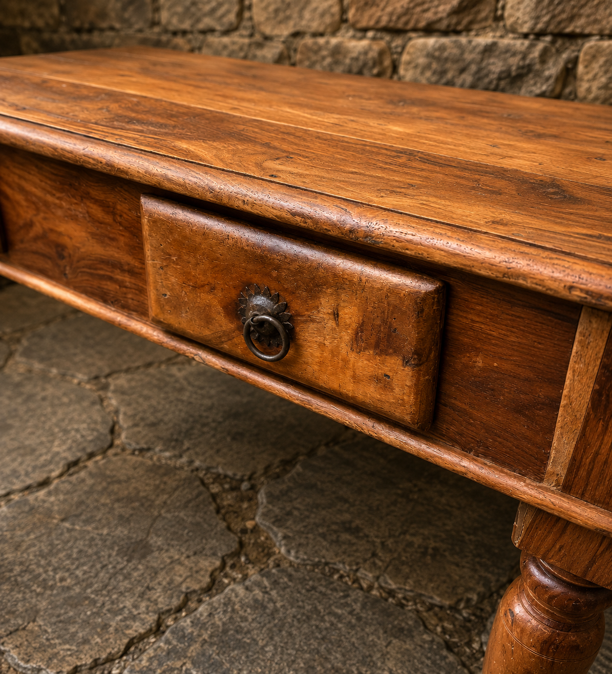 Large French Provincial Coffee Table | Rustic Farmhouse Coffee Table with Drawers | Country Cottage Centre Table