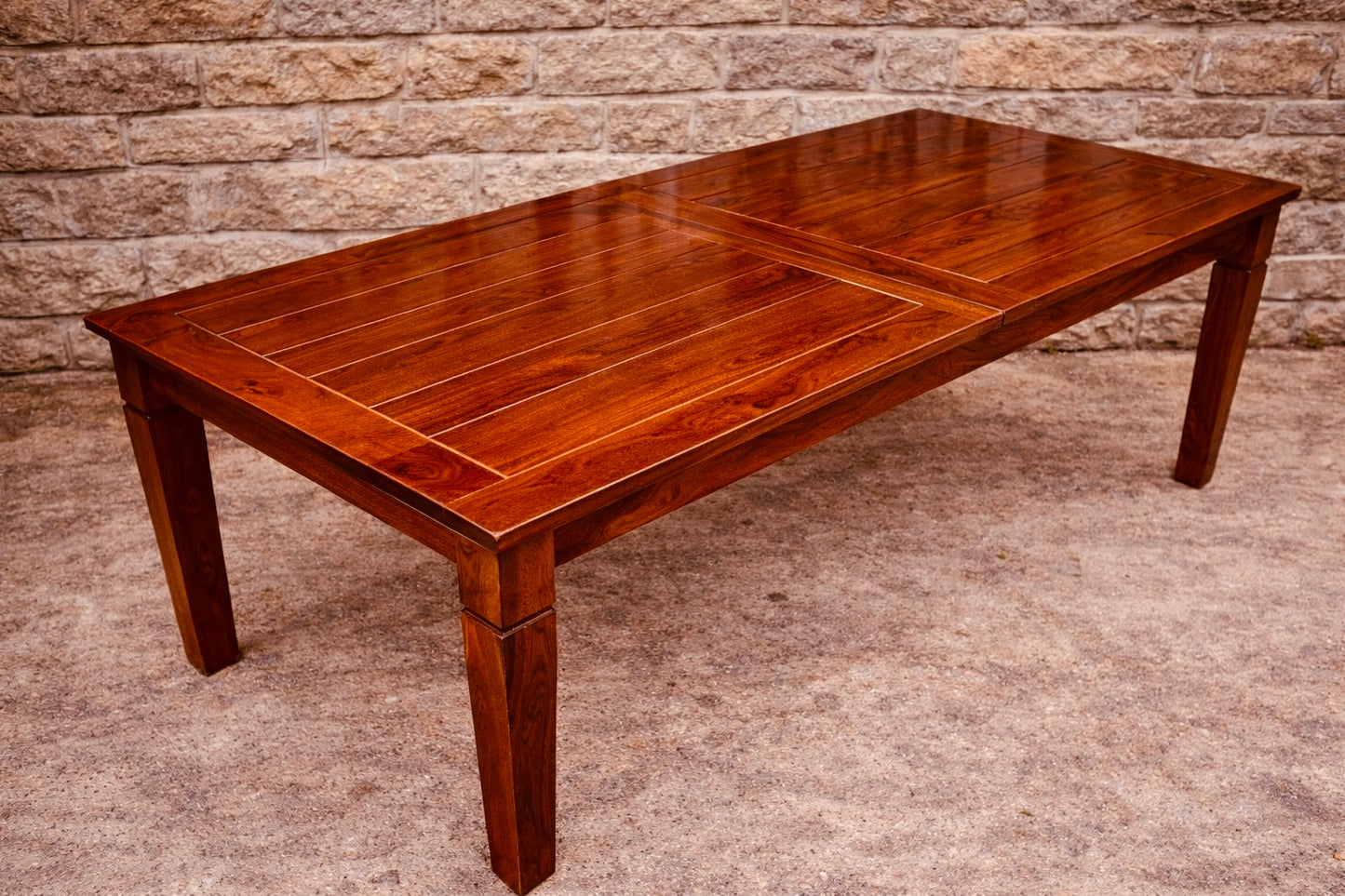 Large Extending Dining Table with Polished Wood Top