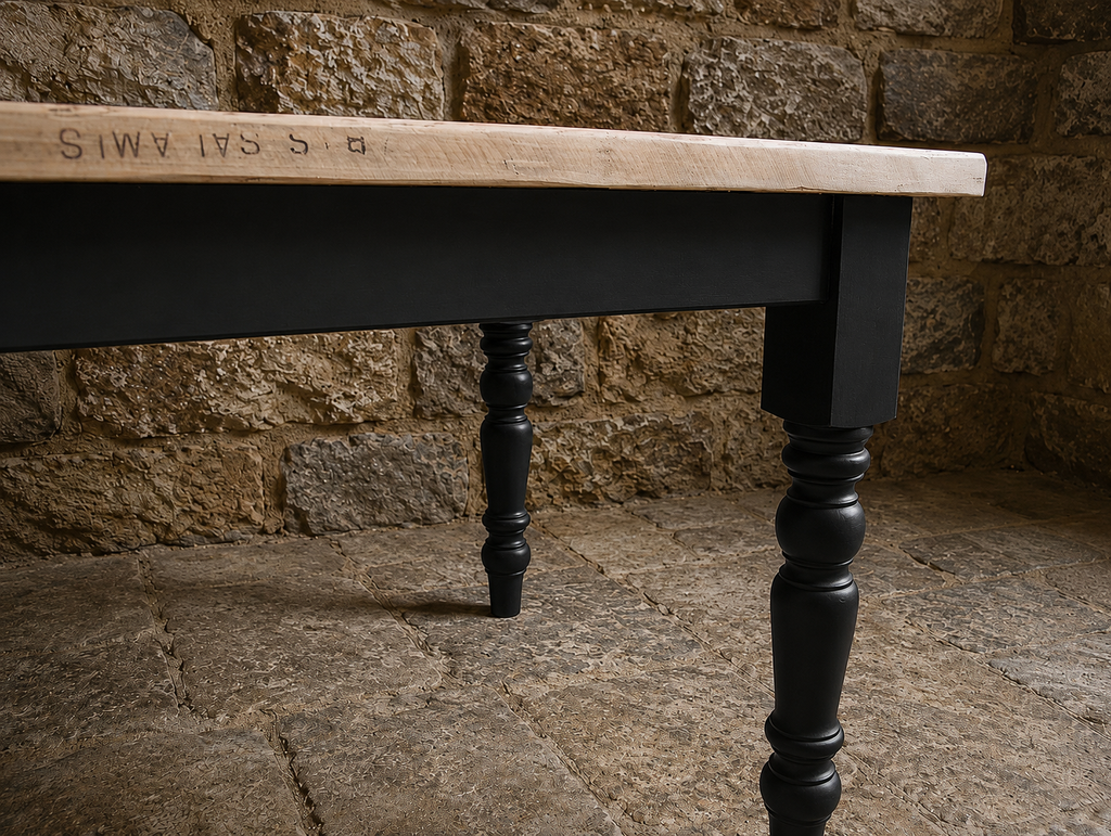 Handmade 6ft Farmhouse Dining Table with Black Base | Bespoke Refectory Table | Custom Farrow & Ball Colours Available