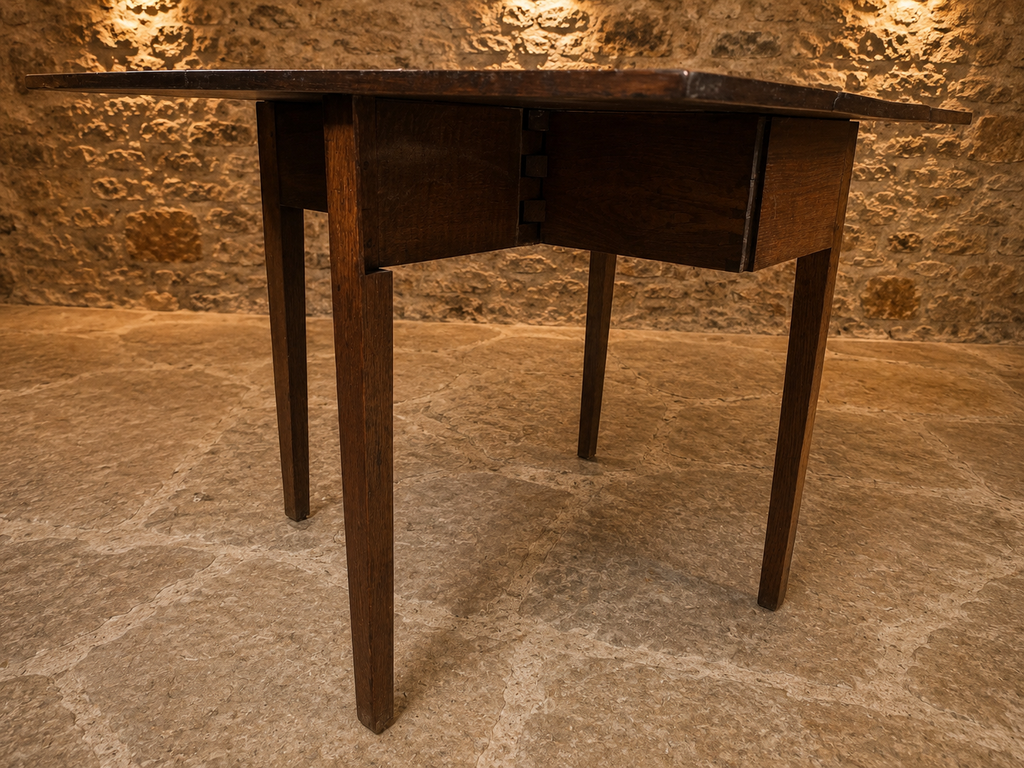 Antique Solid Oak Gateleg Drop Leaf Dining Table | English Farmhouse Kitchen Table