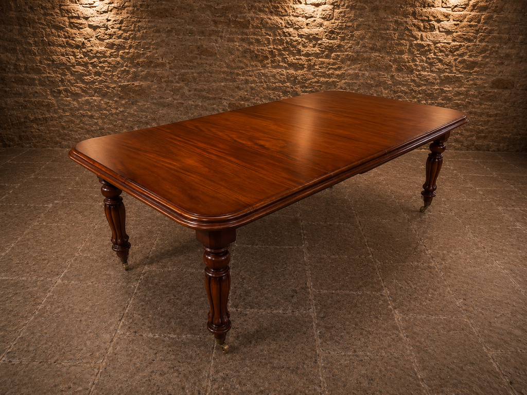 Victorian Walnut Extending Dining Table with Original Castors | Antique 19th Century Dining Table