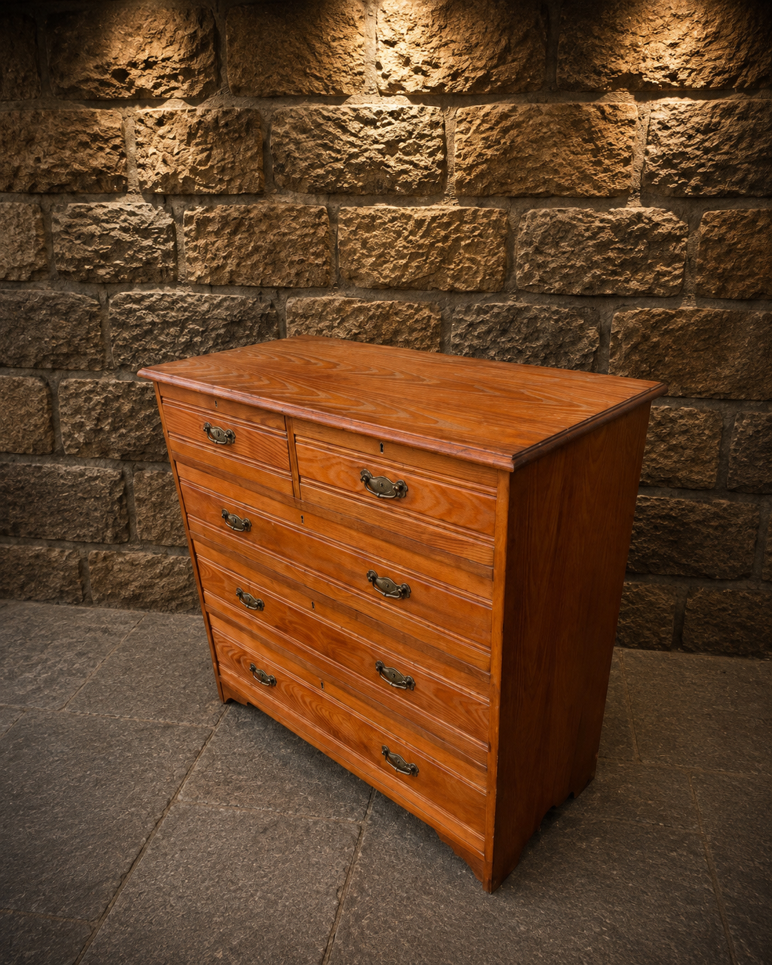 Antique Victorian Pine Chest of Drawers – Circa 1890 – Country House Five Drawer Chest