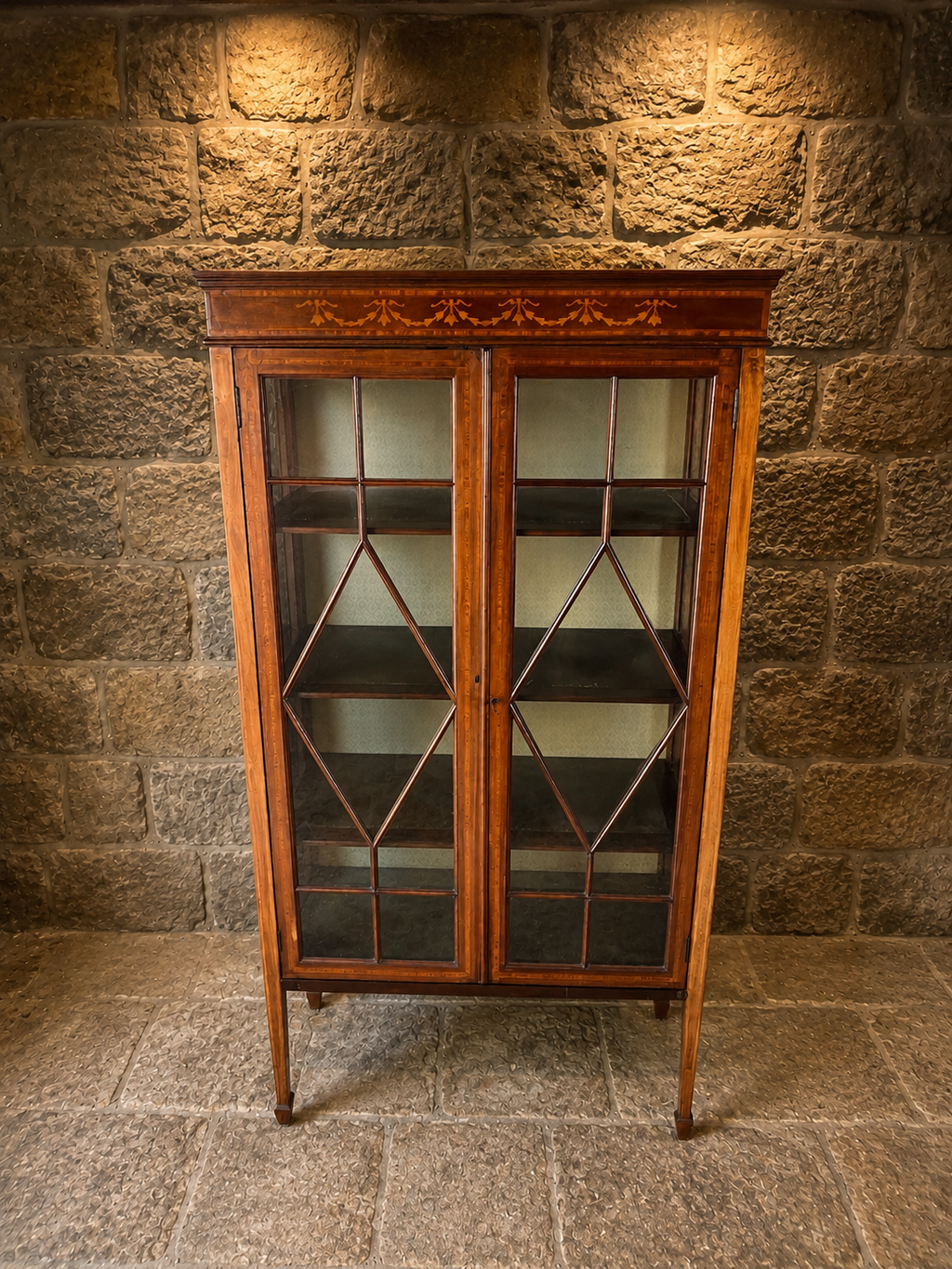 Circa 1905 Edwardian Inlaid Mahogany Glazed Display Cabinet