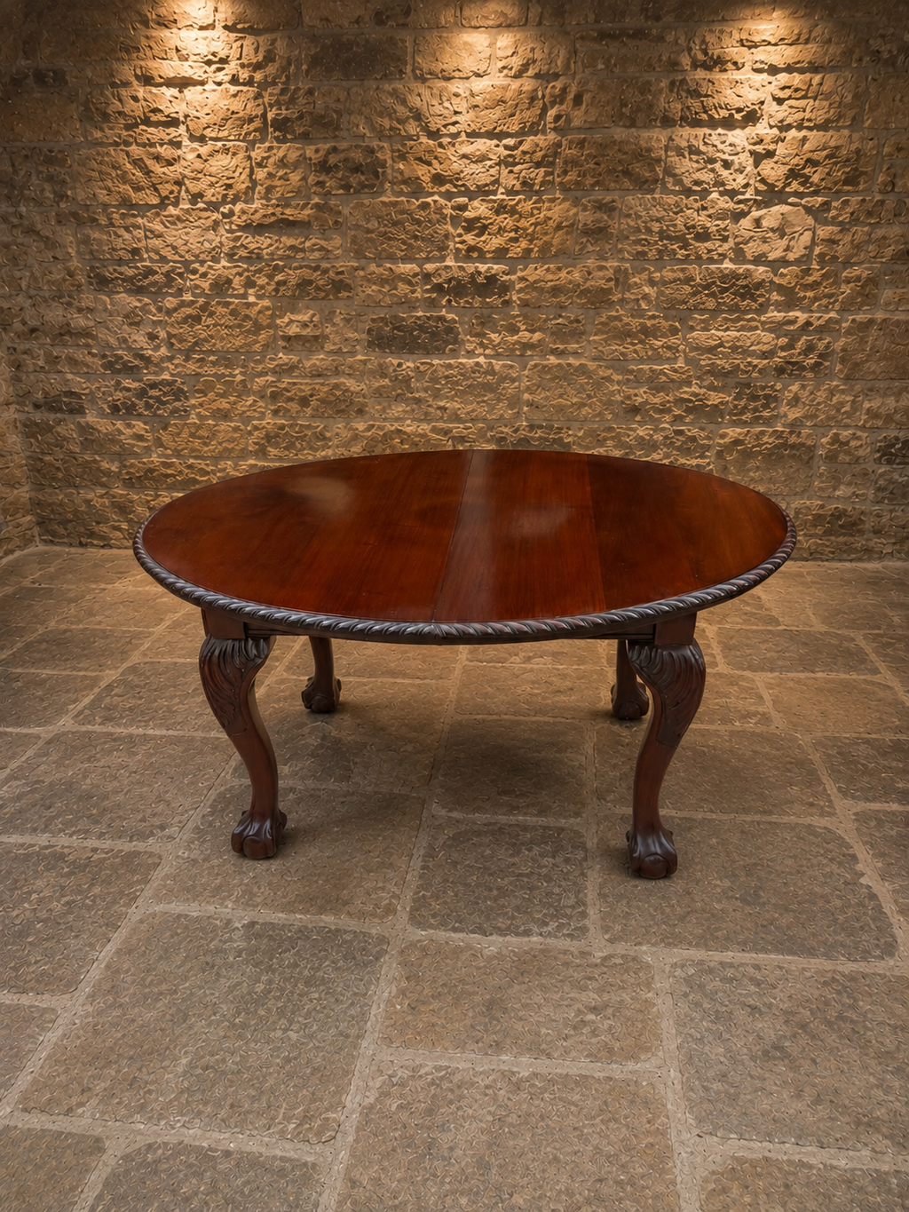 Antique Edwardian Chippendale Revival Mahogany Extending Dining Table