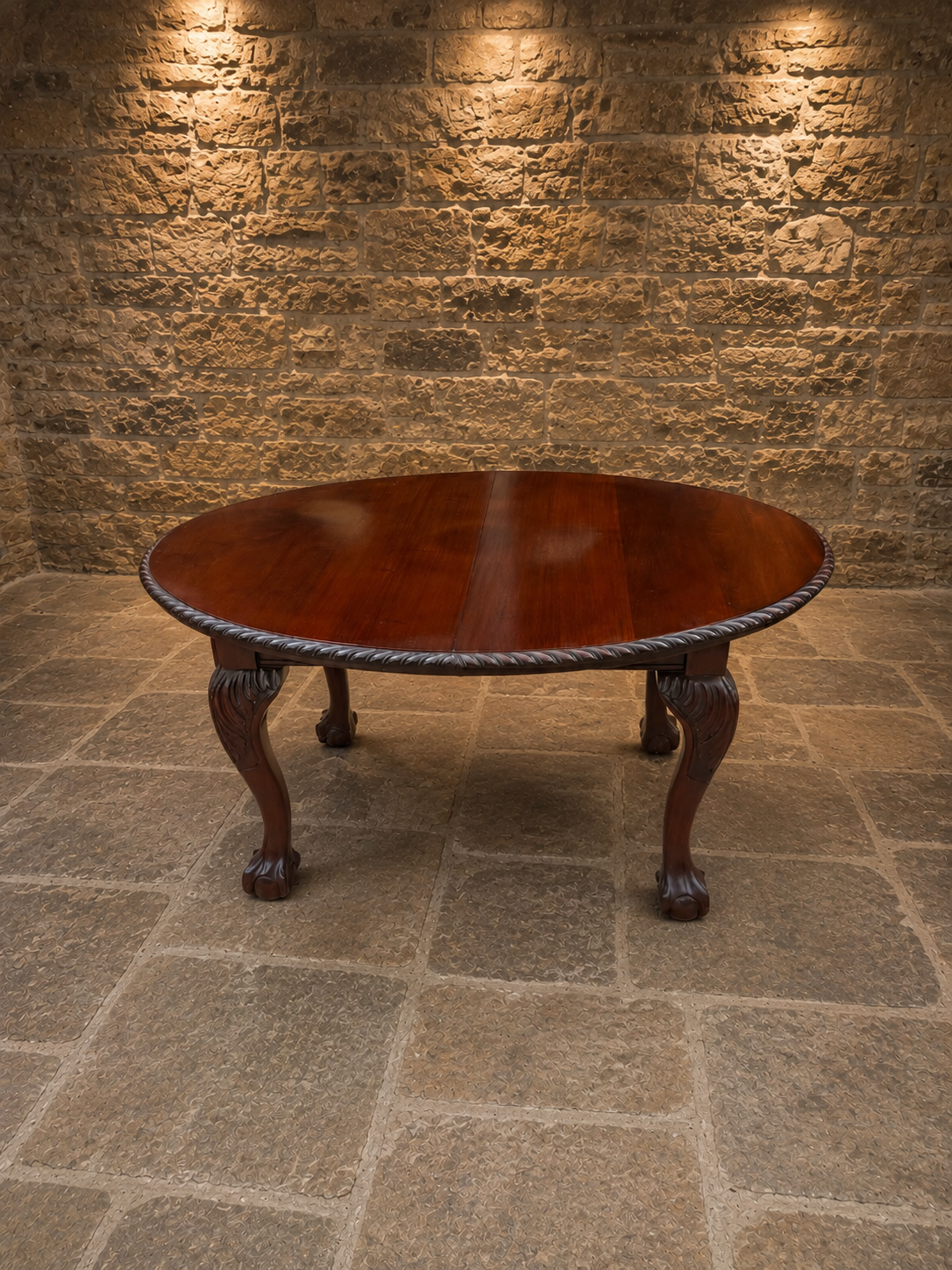 Antique Edwardian Chippendale Revival Mahogany Extending Dining Table