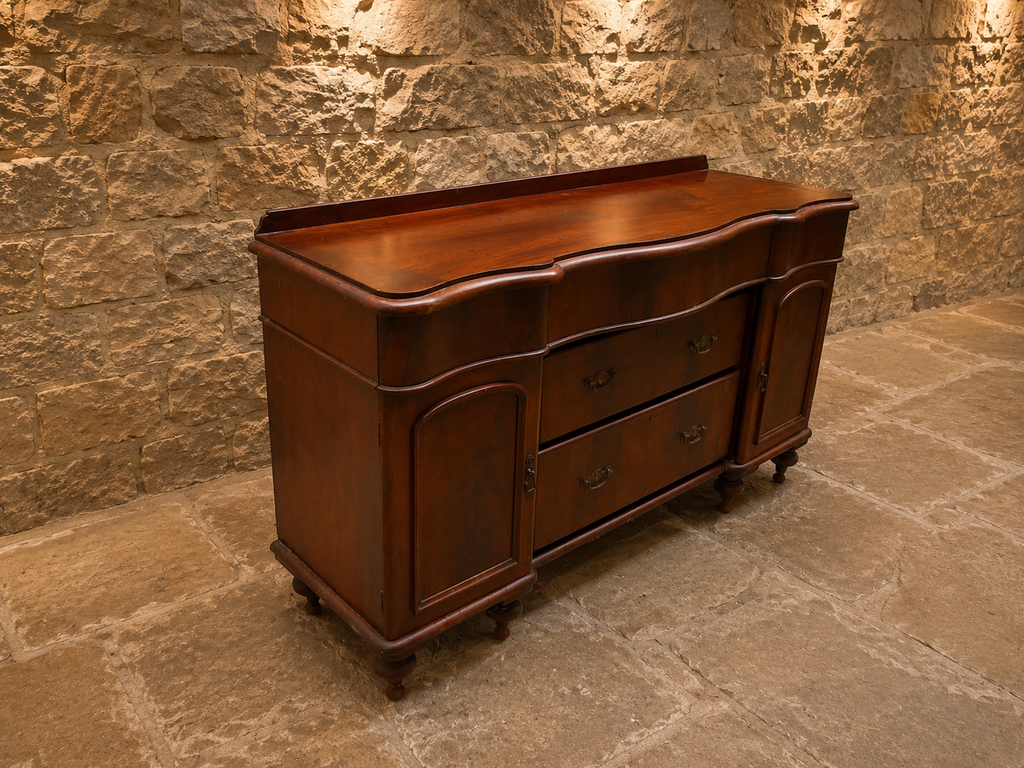 Antique Edwardian Mahogany Serpentine Sideboard | Buffet Cabinet | Hallway Storage | Circa 1895–1915