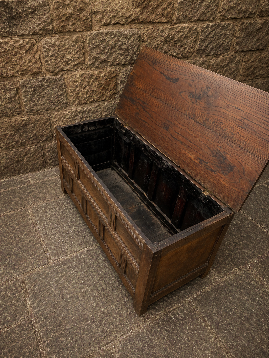 Vintage Oak Jacobean Revival Blanket Chest