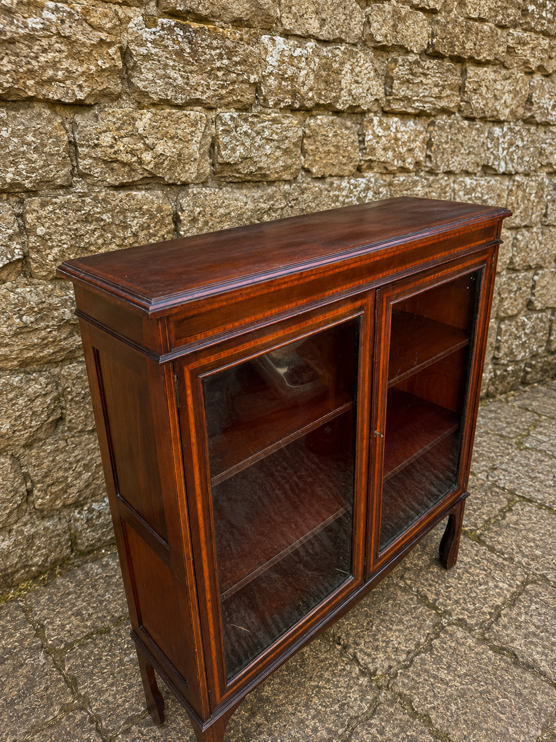 Edwardian Mahogany Inlaid Glazed Bookcase