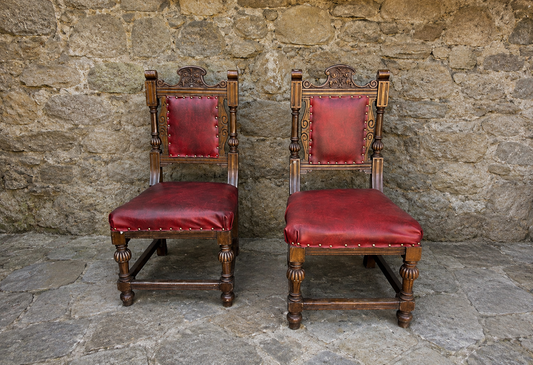 Pair of Antique Victorian Gothic Revival Chairs c.1880–1900