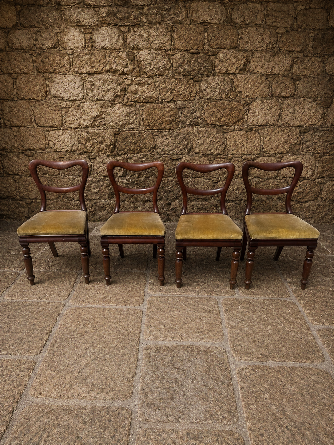 Set of 4 Regency Revival Mahogany Dining Chairs c1930s
