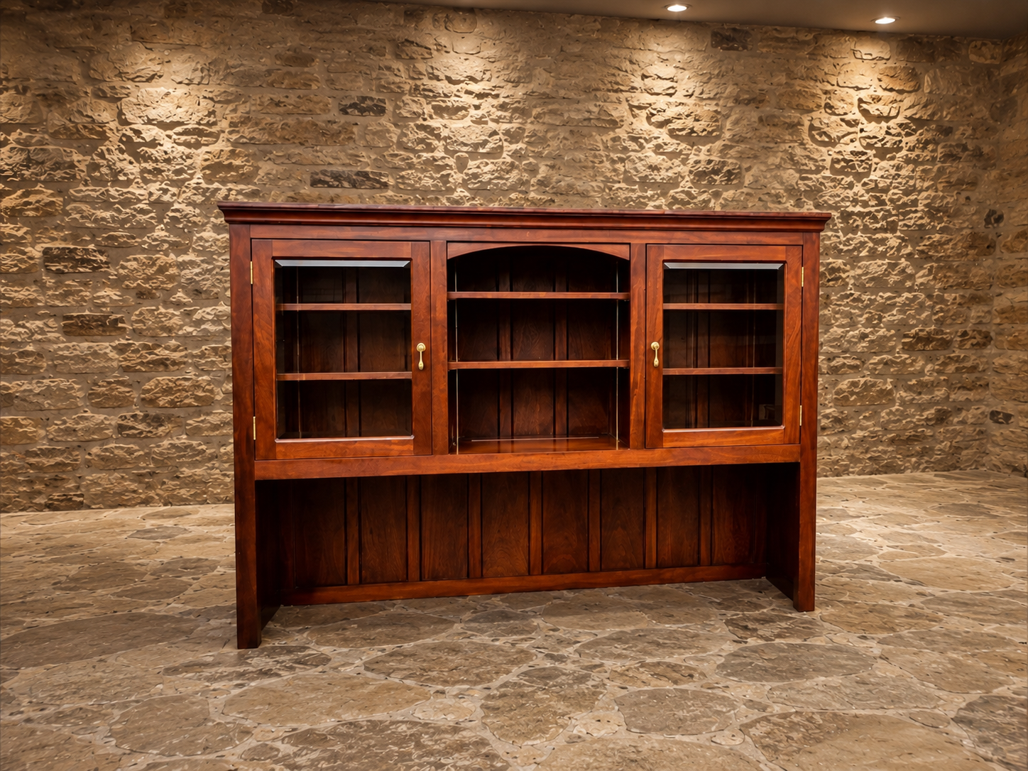 Vintage Large Glazed Dresser Top – Traditional Country Kitchen Display Cabinet & Bookcase