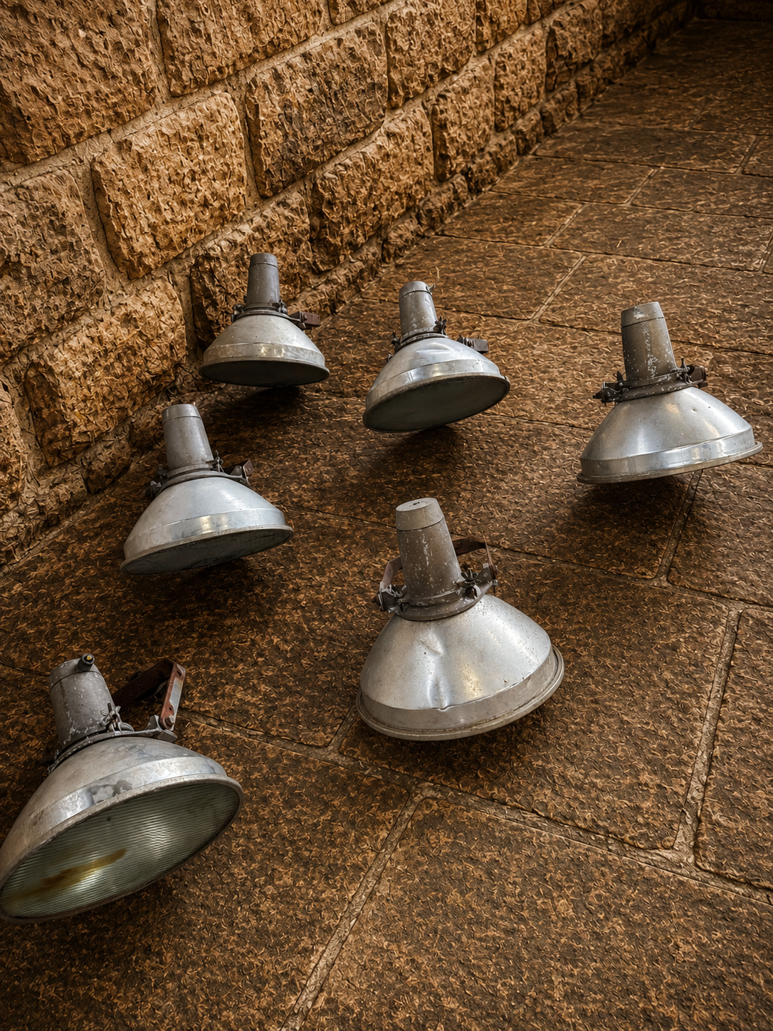 Set of 6 Vintage Industrial Flood & Yard Lights