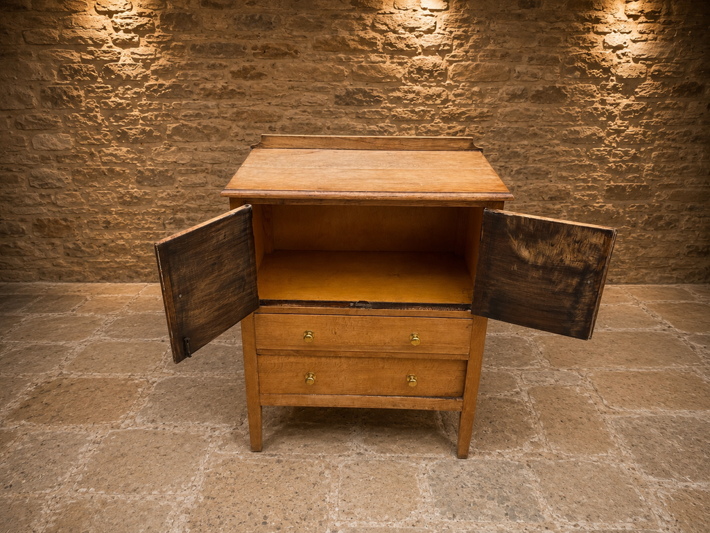 Antique Arts & Crafts Oak Kitchen Cupboard | Edwardian Pantry Cabinet | Rustic Oak Storage Cabinet | Circa 1900–1920