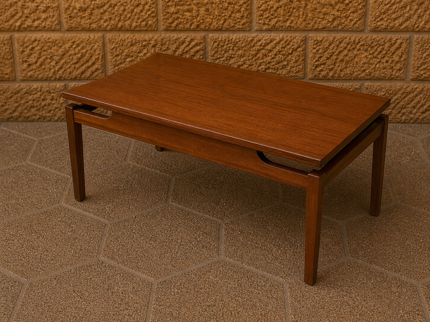 Mid Century Teak Coffee Table with Removable Tray – Scandinavian Style 1960s