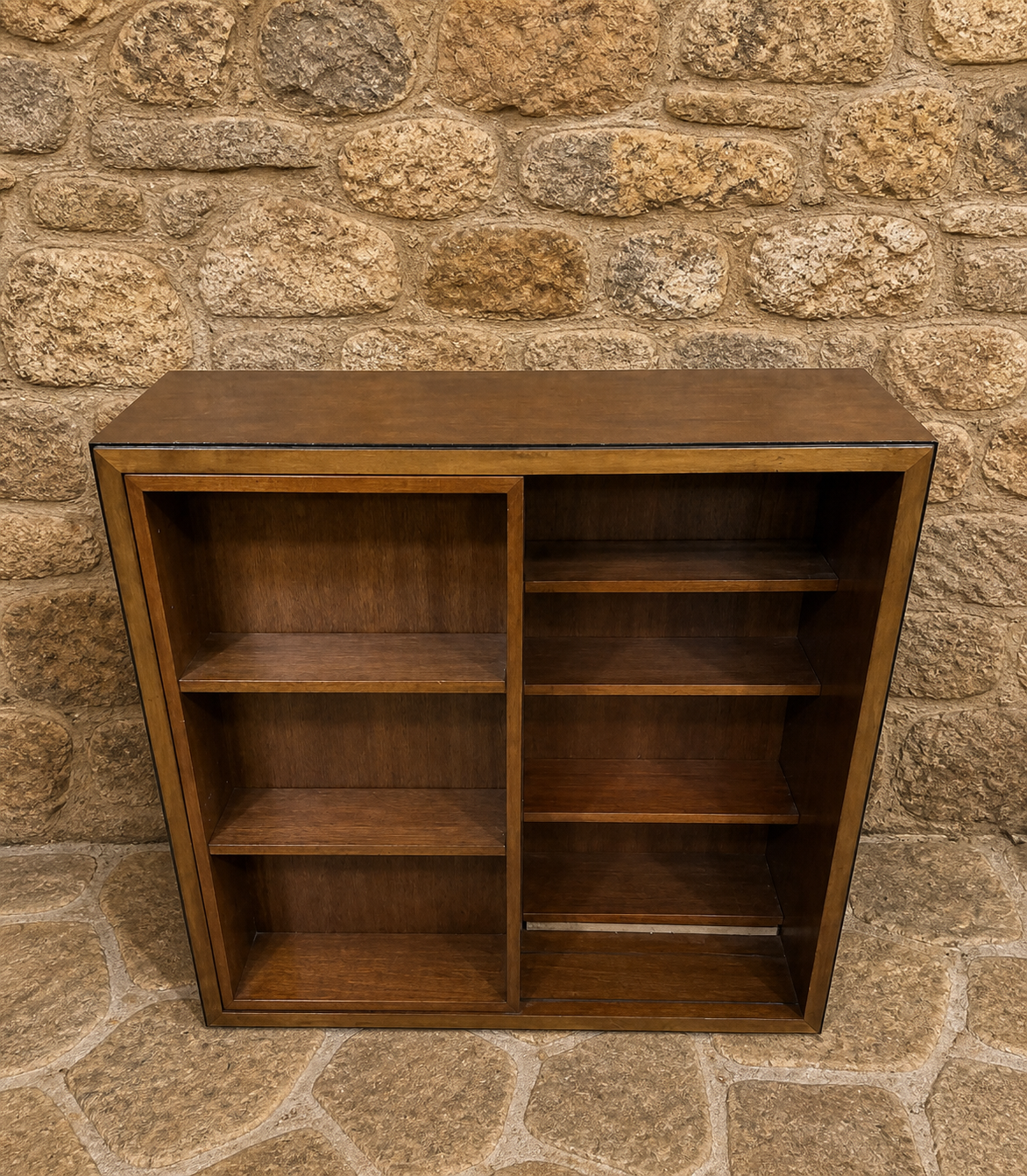 Mahogany Open Bookcase Shelving Unit – Vintage Style Low Storage