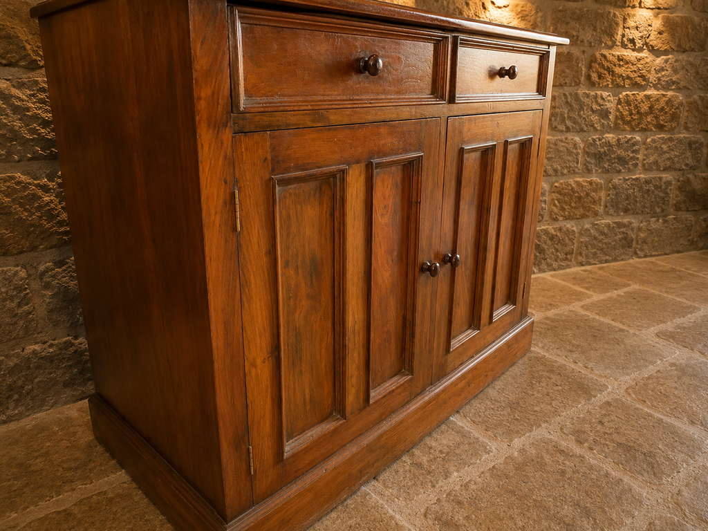 Circa 1890 Victorian Figured Pine Sideboard & Four Door Cupboard