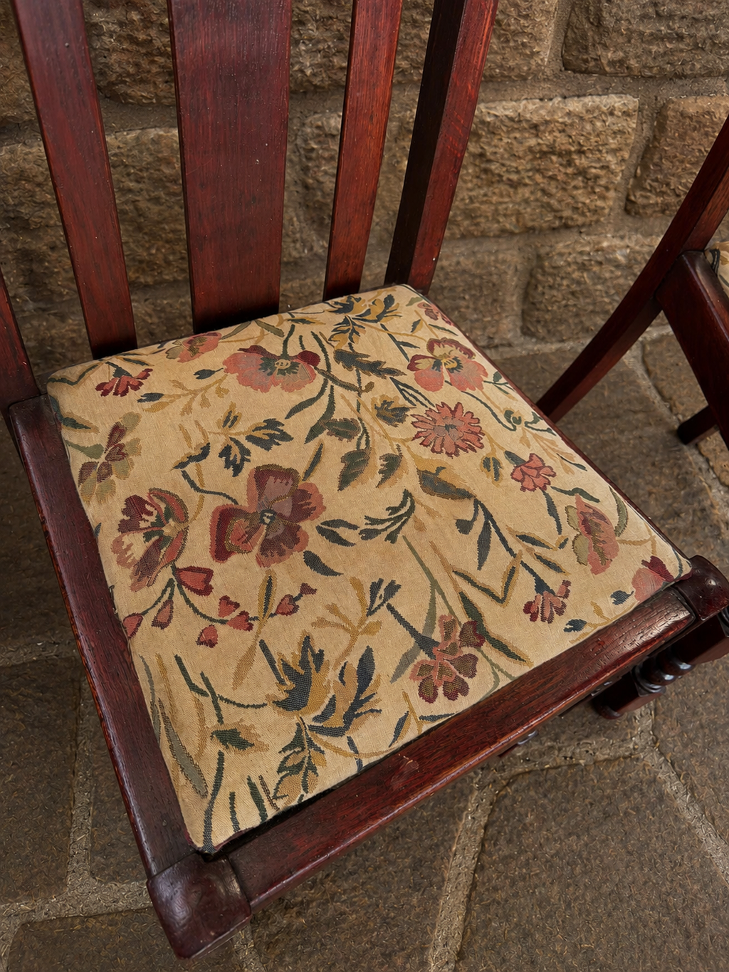 Pair of Antique English Oak Dining Chairs c.1900