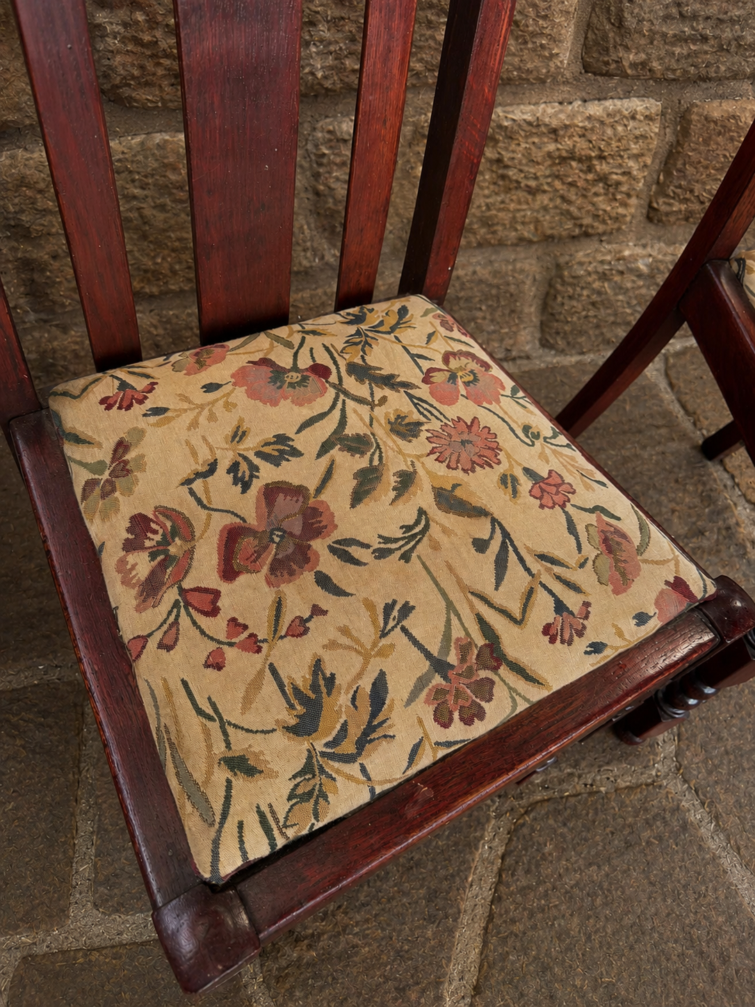 Pair of Antique English Oak Dining Chairs c.1900