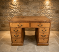 Antique Victorian Pitch Pine Pedestal Desk – Country House Writing Desk