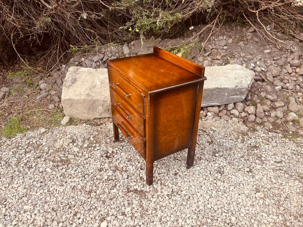 Mid Century Oak Bedside Table with Three Drawers