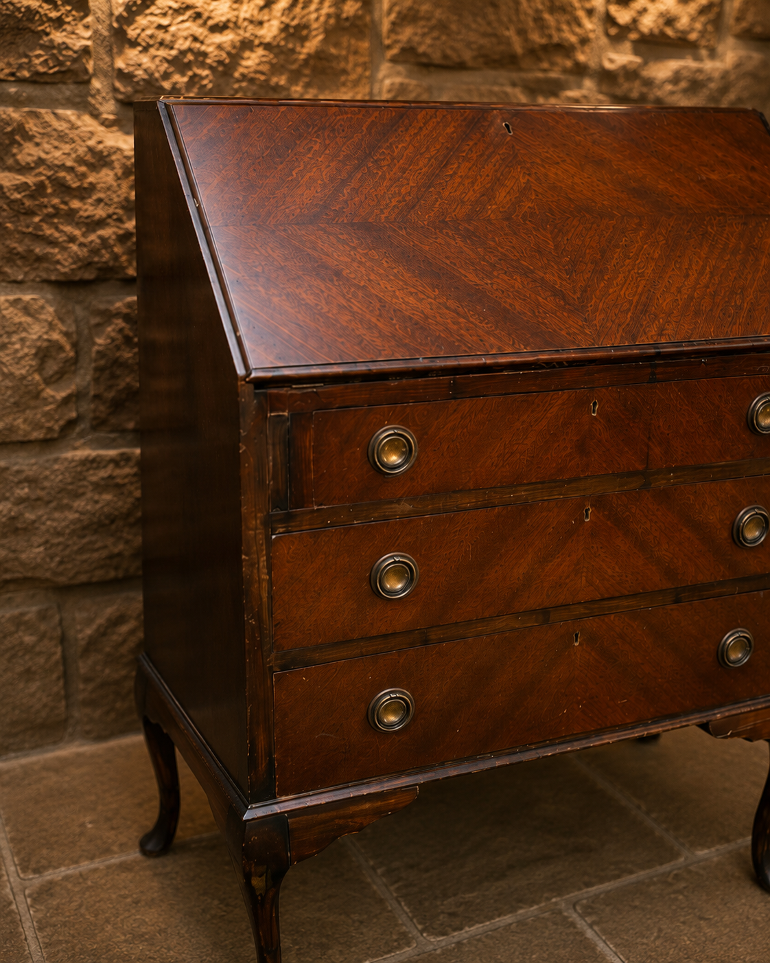 Vintage Georgian Revival Mahogany Bureau