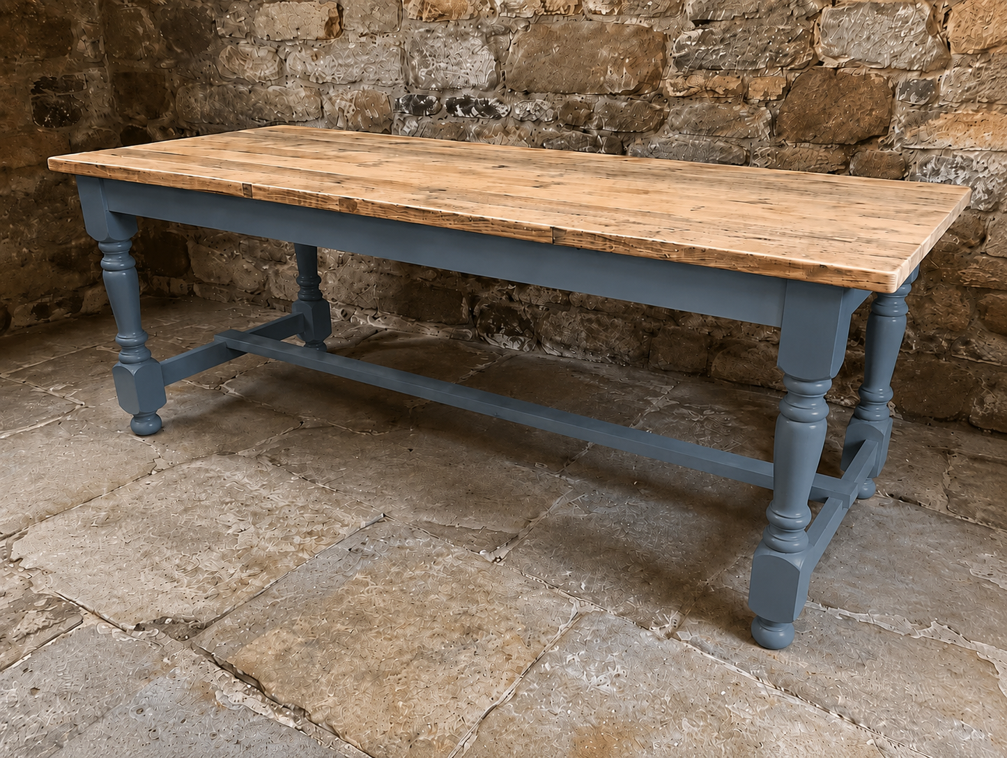 Handmade Bespoke Farmhouse Dining Table | Reclaimed Pine Top | Custom Sizes 4ft–13ft