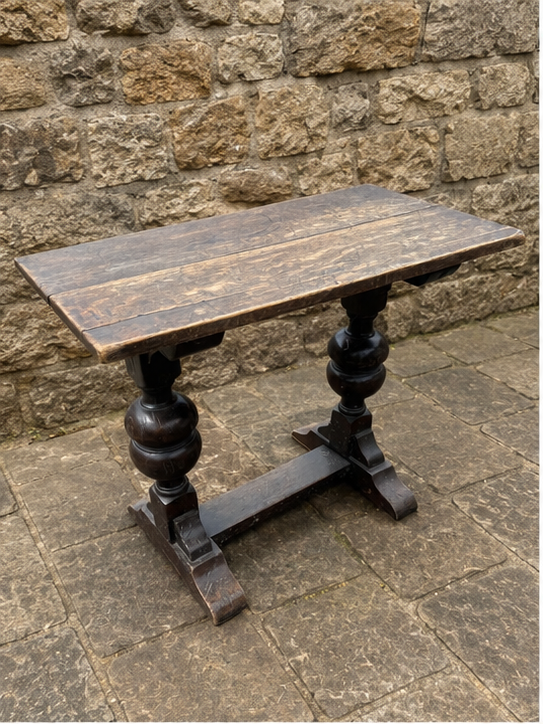 Vintage English Oak Refectory Table | Rustic Jacobean Revival Console Table c.1920–1940