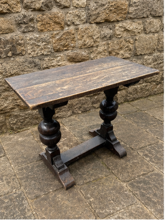Vintage English Oak Refectory Table | Rustic Jacobean Revival Console Table c.1920–1940