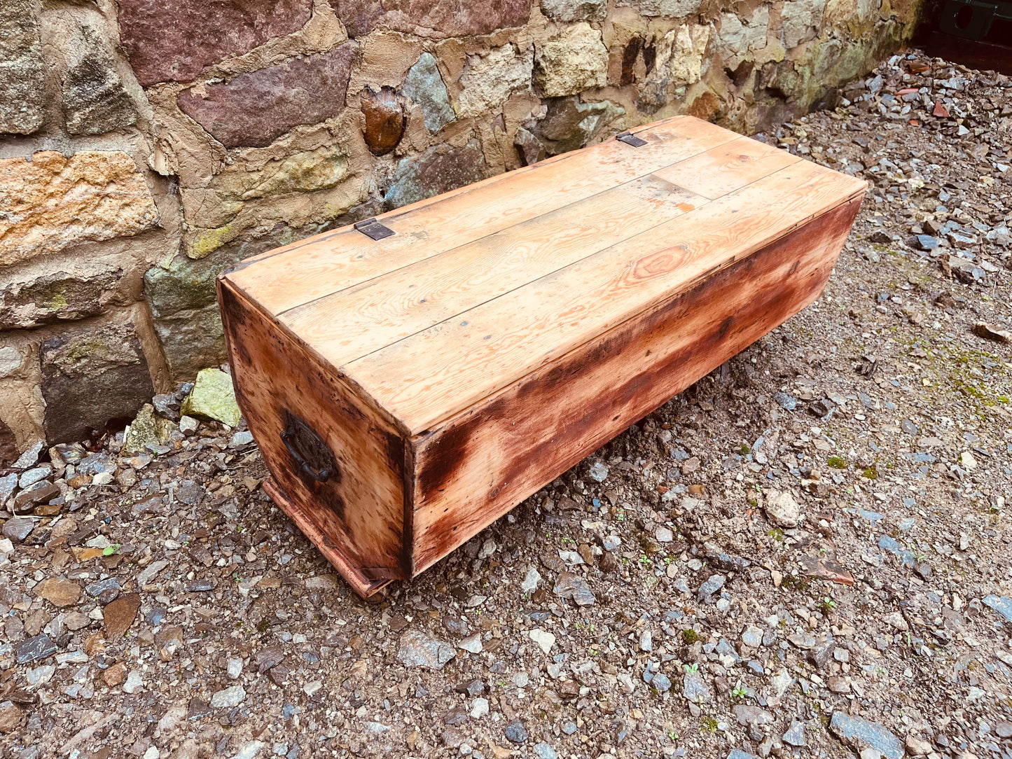 Vintage Rustic Wooden Storage Trunk (c.1920–1940)