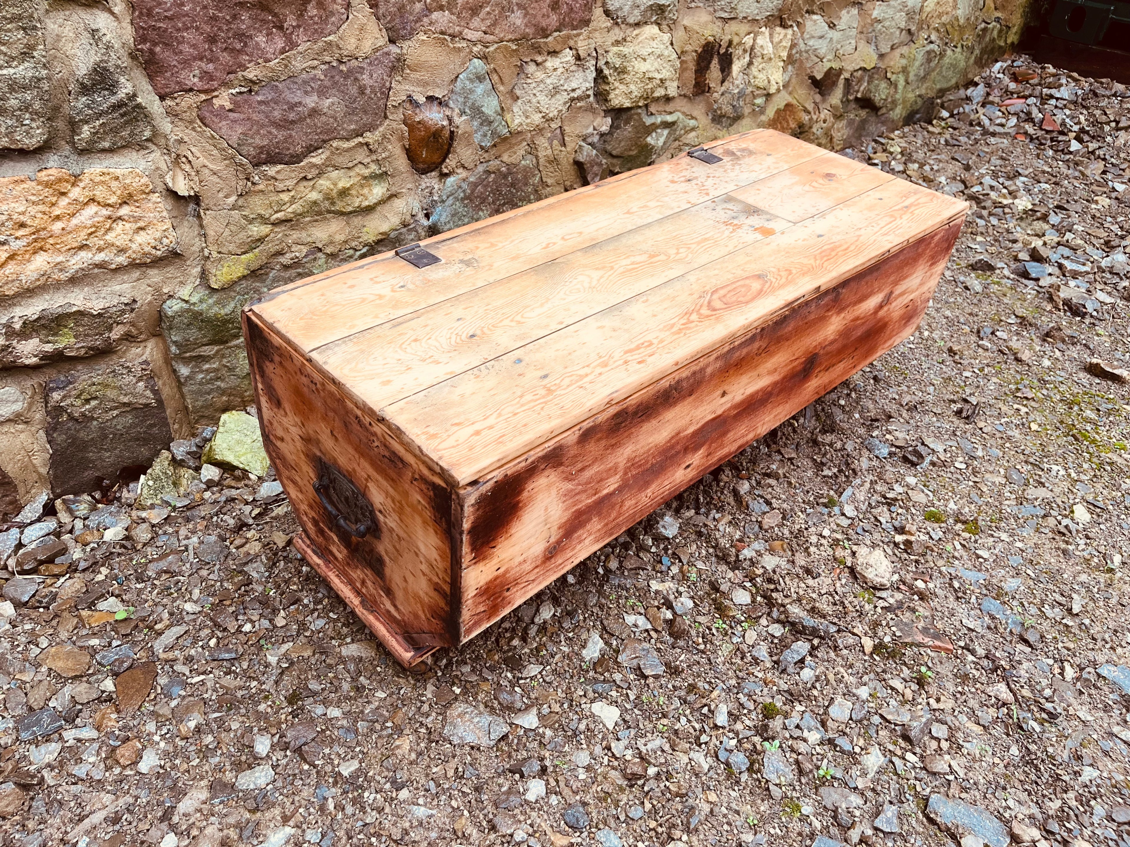 Vintage Rustic Wooden Storage Trunk (c.1920–1940)