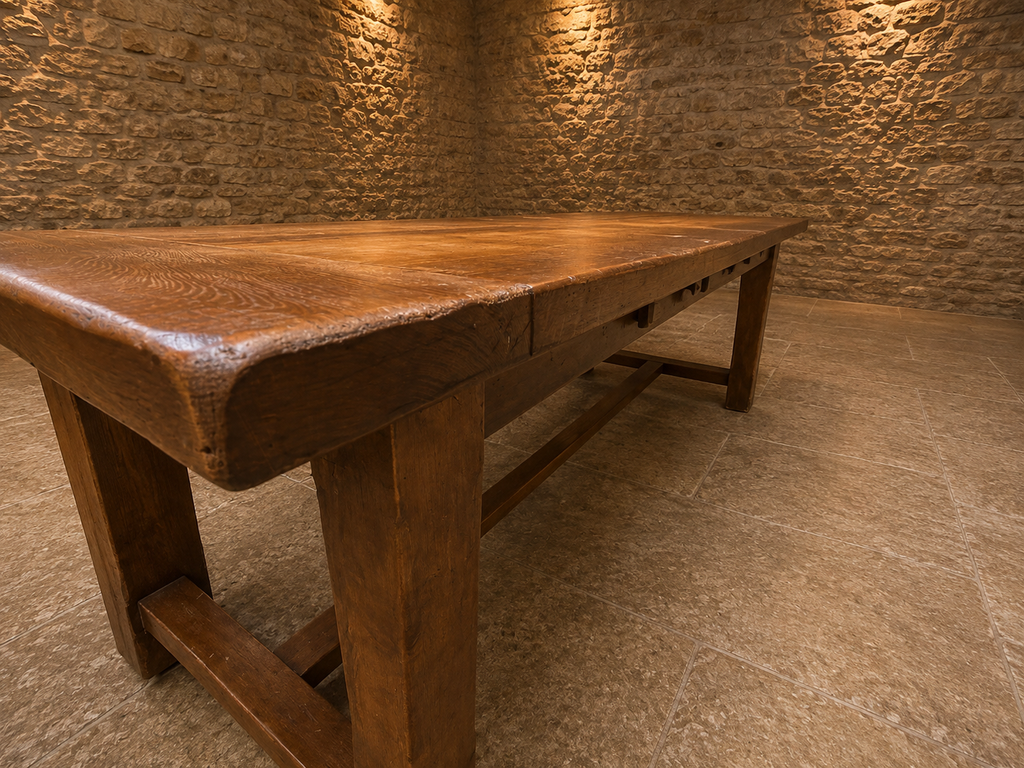 Antique Arts & Crafts Oak Refectory Dining Table – Large English Country House Table