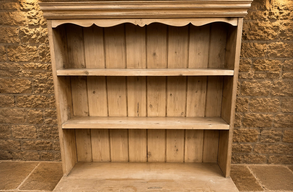 Antique Pine Farmhouse Kitchen Dresser – Victorian Country Cupboard & Display Shelves