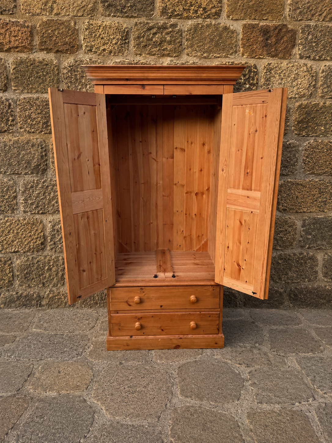 Pine Double Wardrobe with Drawers