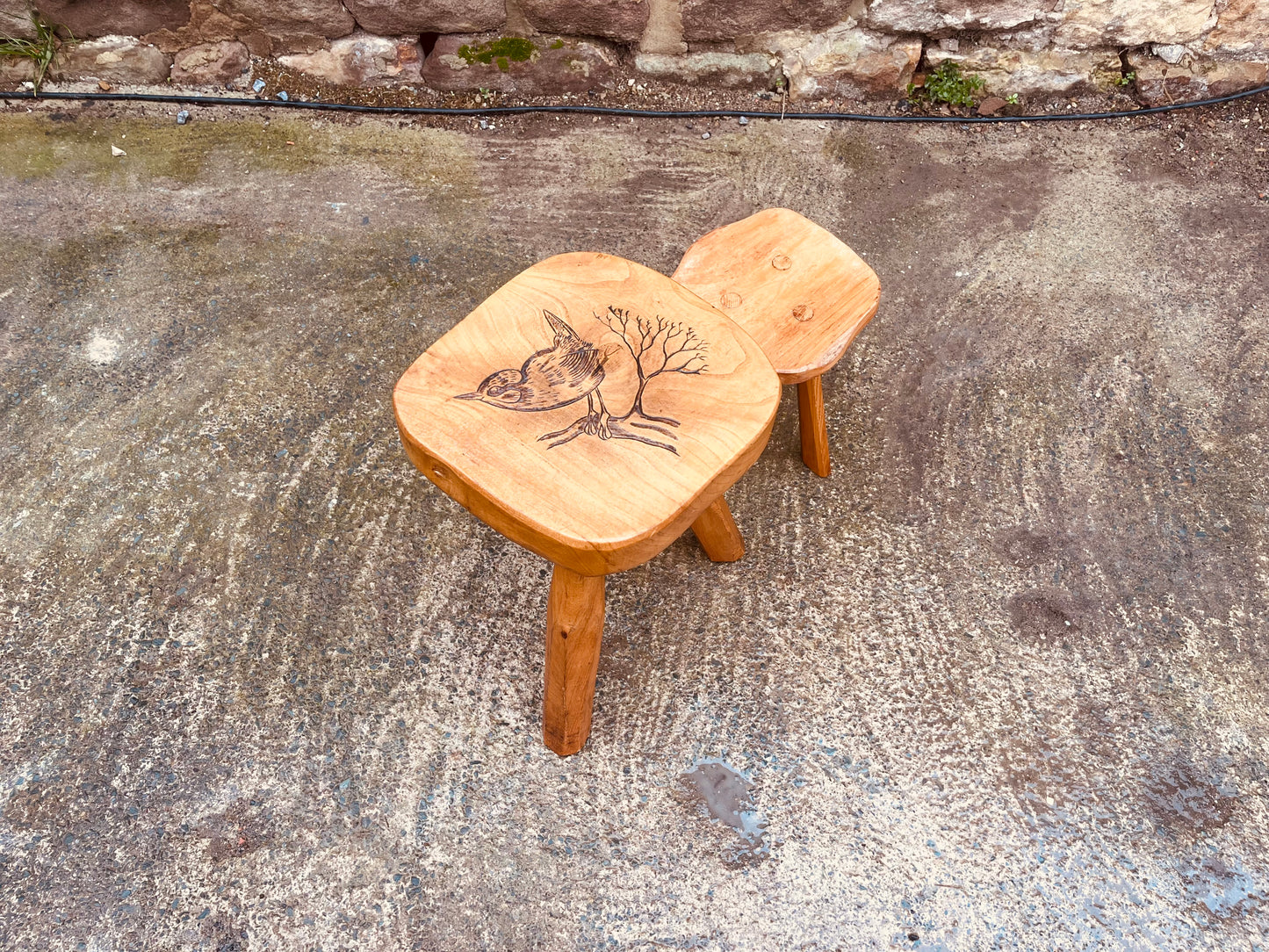 Handmade Solid Wood Stool Set