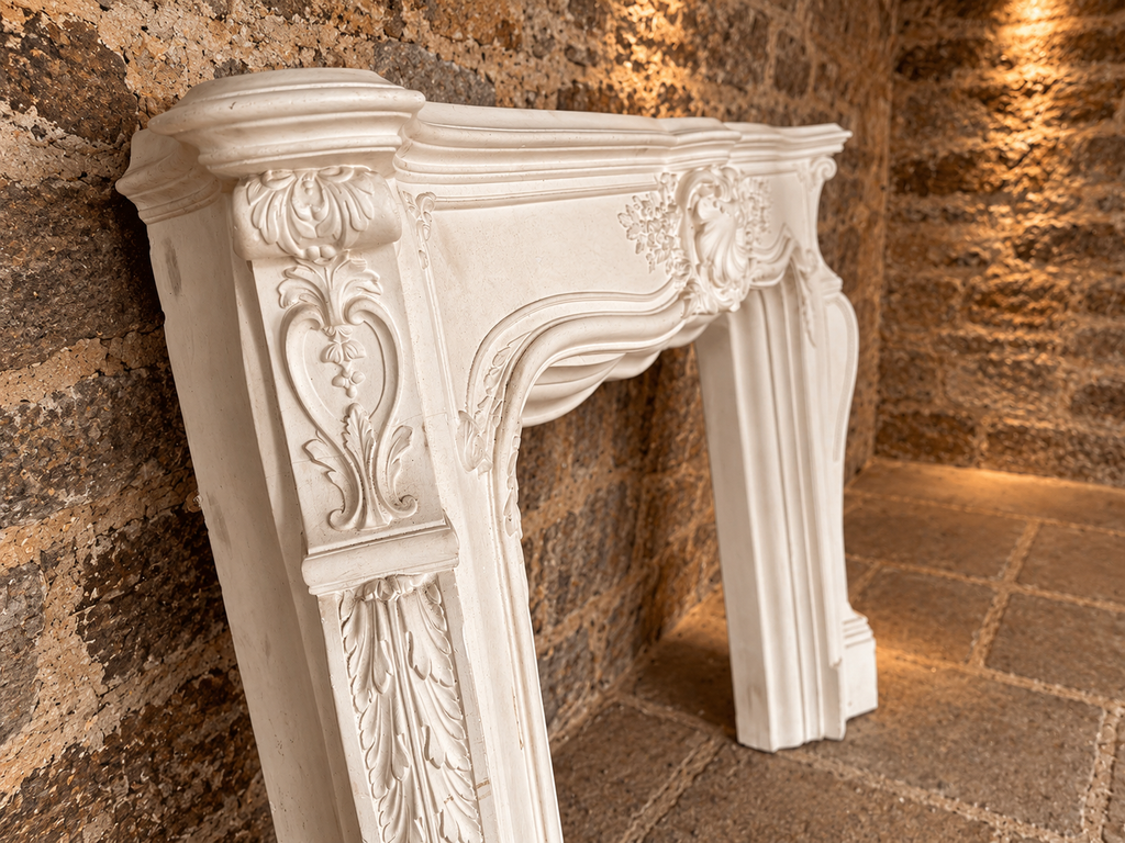 Large Louis XV Style Rococo Fireplace Surround – Ornate French Style Mantel