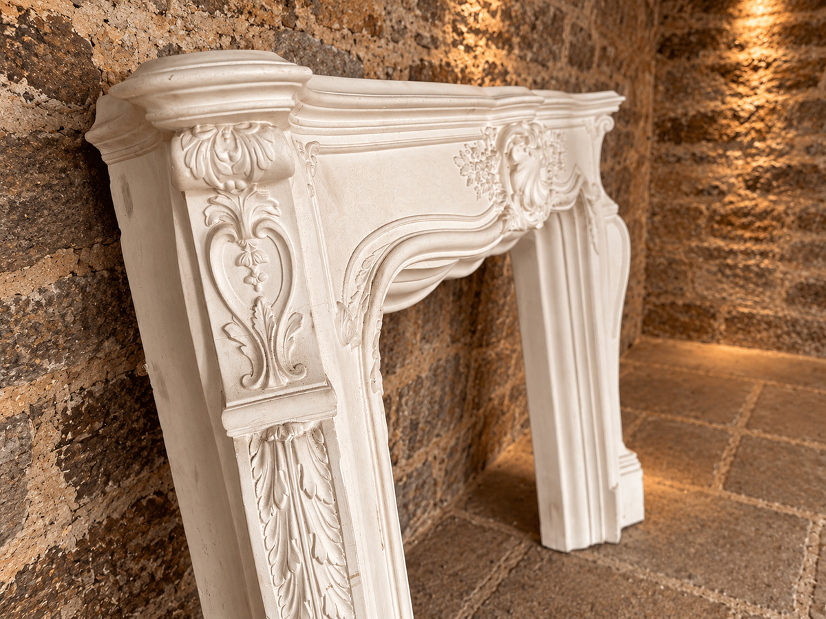 Large Louis XV Style Rococo Fireplace Surround – Ornate French Style Mantel