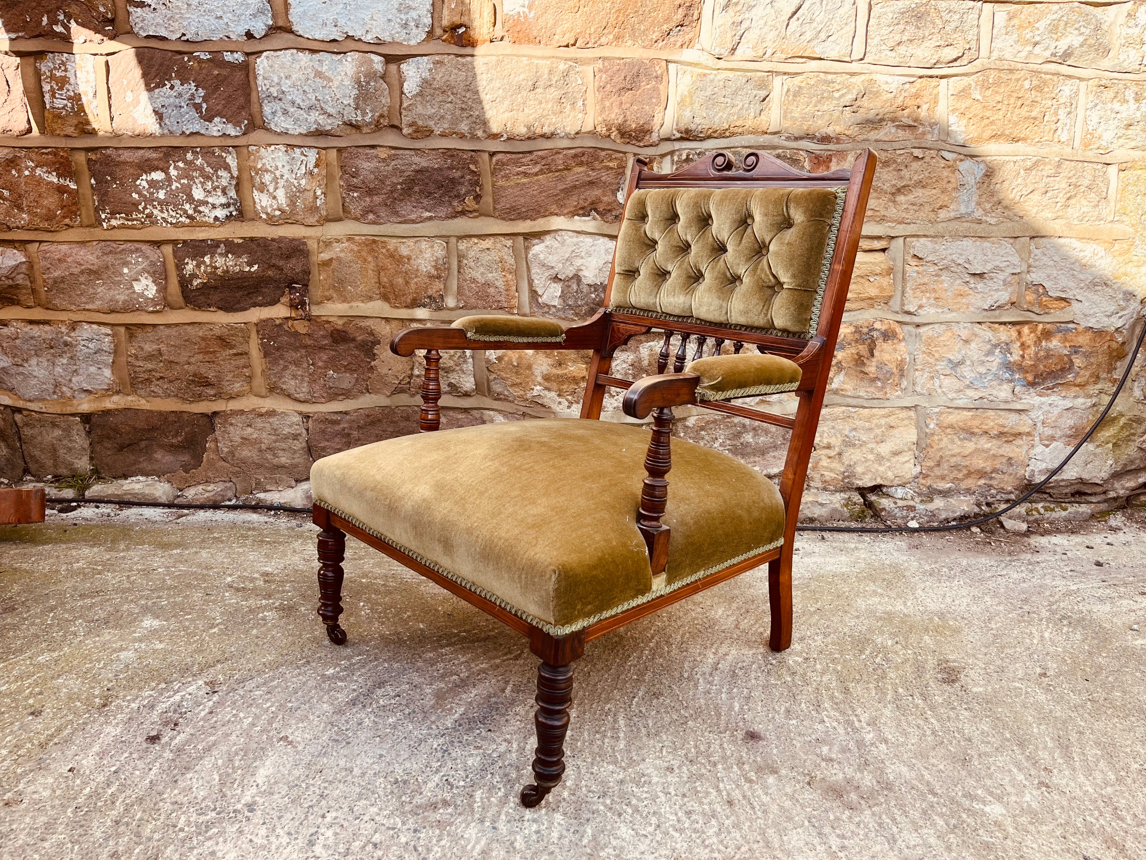 Victorian Mahogany Upholstered Armchair