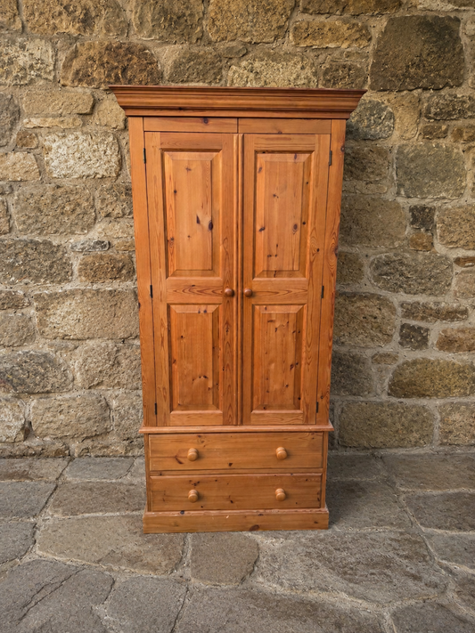 Pine Double Wardrobe with Drawers